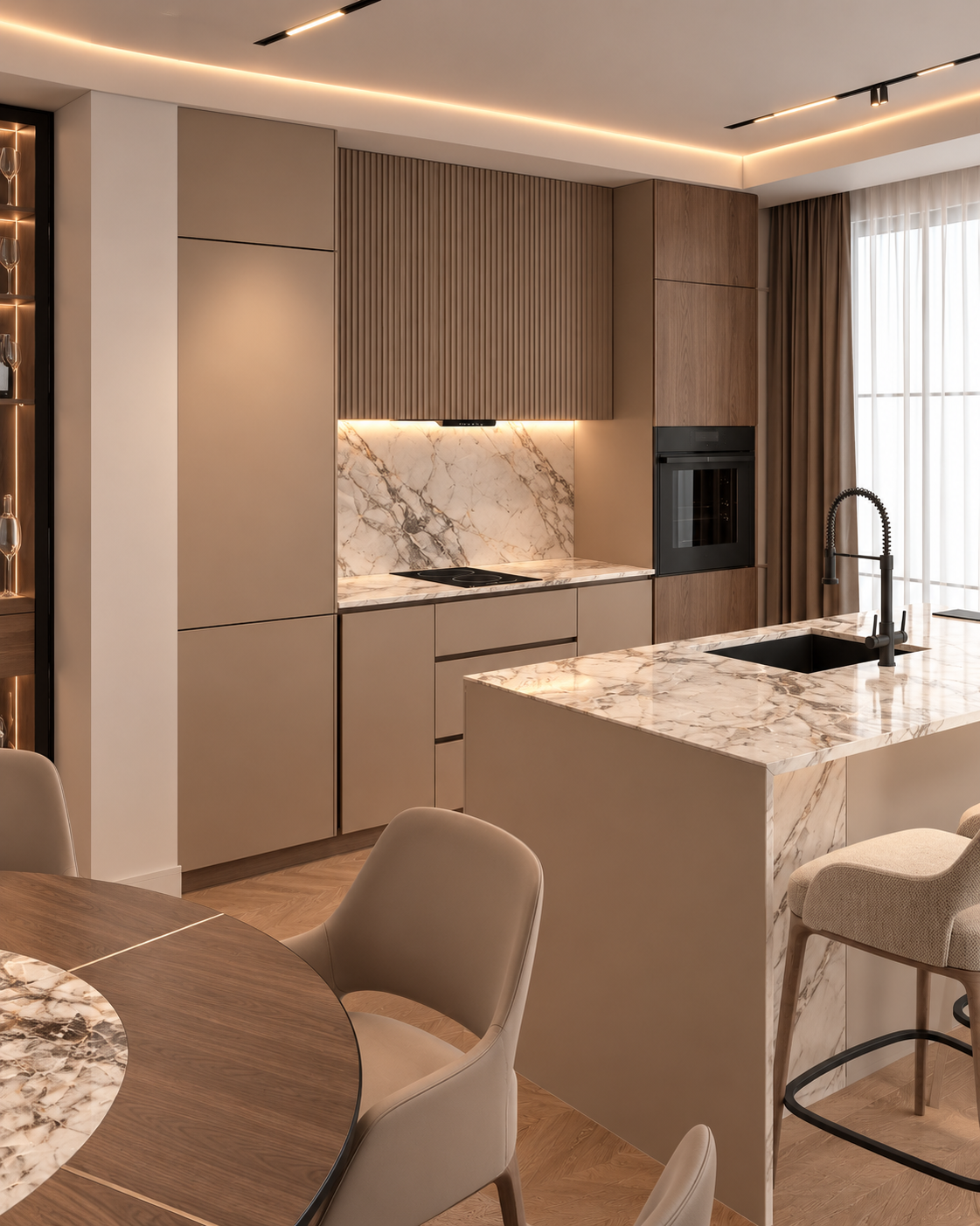 Apartment Interior 75 m² — Dark Warm Modern Gallery
